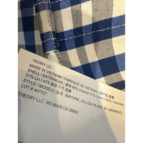 NEW THEORY Plaid Mini Shirt Dress SIZE 2 - Picture 10 of 10
